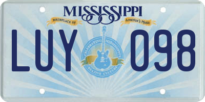 MS license plate LUY098