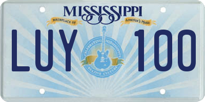 MS license plate LUY100