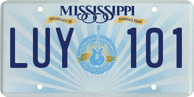 MS license plate LUY101