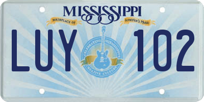 MS license plate LUY102