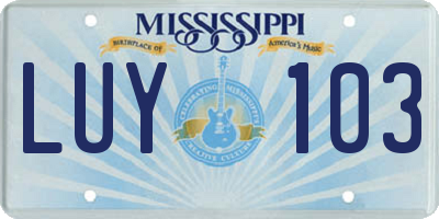 MS license plate LUY103