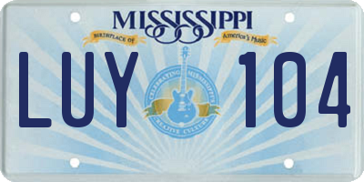 MS license plate LUY104