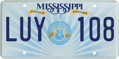 MS license plate LUY108