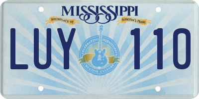 MS license plate LUY110