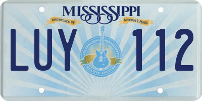 MS license plate LUY112