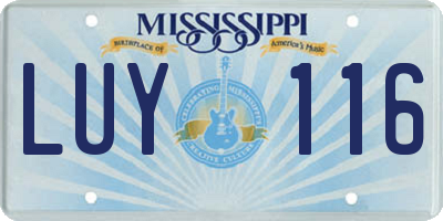 MS license plate LUY116