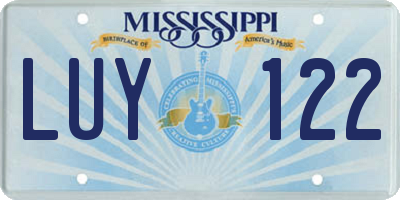 MS license plate LUY122