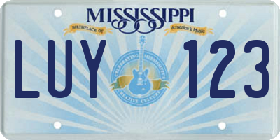 MS license plate LUY123