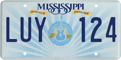 MS license plate LUY124