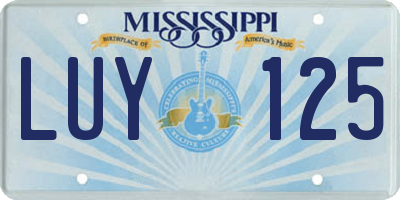 MS license plate LUY125