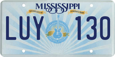 MS license plate LUY130