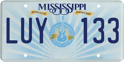MS license plate LUY133