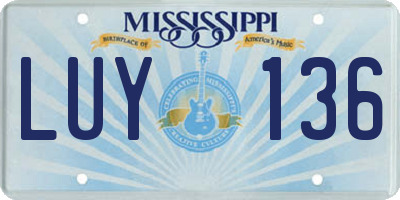 MS license plate LUY136