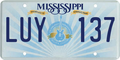 MS license plate LUY137