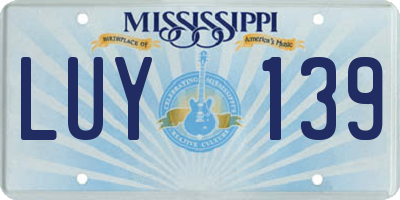 MS license plate LUY139