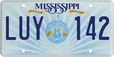 MS license plate LUY142