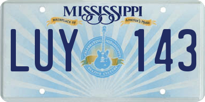 MS license plate LUY143