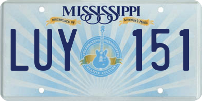MS license plate LUY151