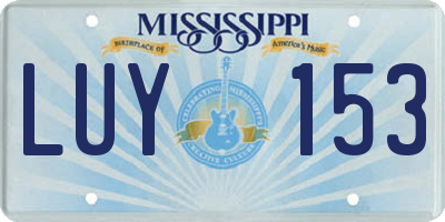 MS license plate LUY153