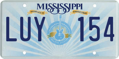 MS license plate LUY154