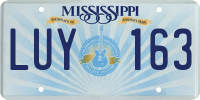 MS license plate LUY163