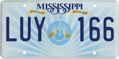 MS license plate LUY166