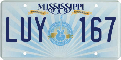 MS license plate LUY167