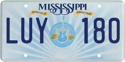 MS license plate LUY180