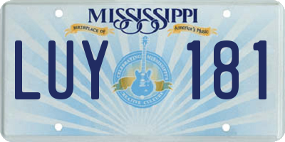 MS license plate LUY181
