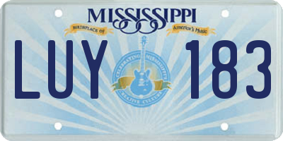 MS license plate LUY183