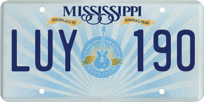 MS license plate LUY190