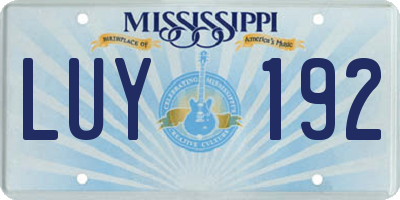 MS license plate LUY192