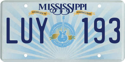 MS license plate LUY193
