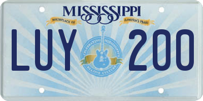 MS license plate LUY200