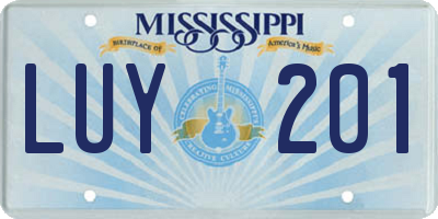 MS license plate LUY201