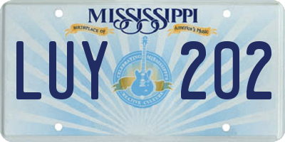 MS license plate LUY202