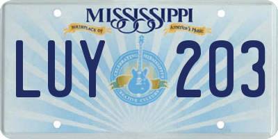 MS license plate LUY203
