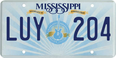 MS license plate LUY204
