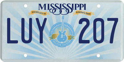 MS license plate LUY207