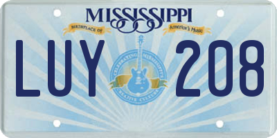 MS license plate LUY208