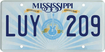 MS license plate LUY209