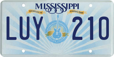 MS license plate LUY210