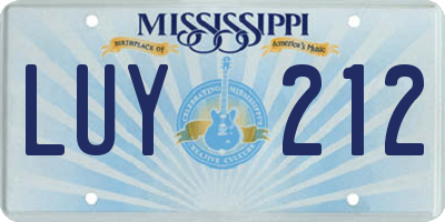 MS license plate LUY212
