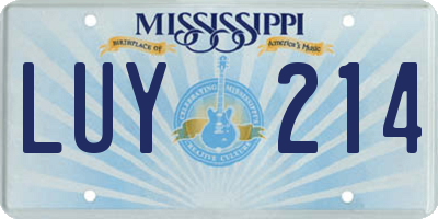 MS license plate LUY214