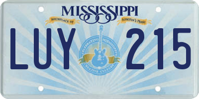 MS license plate LUY215