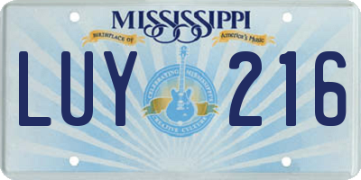 MS license plate LUY216