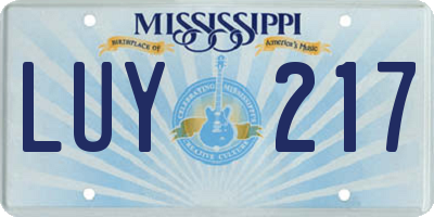 MS license plate LUY217