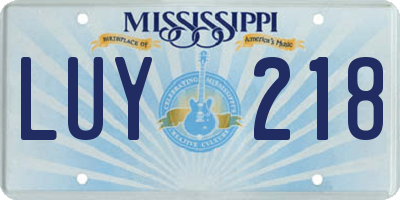 MS license plate LUY218