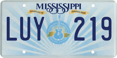 MS license plate LUY219