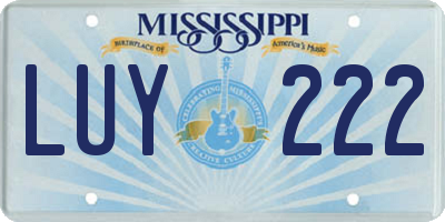 MS license plate LUY222